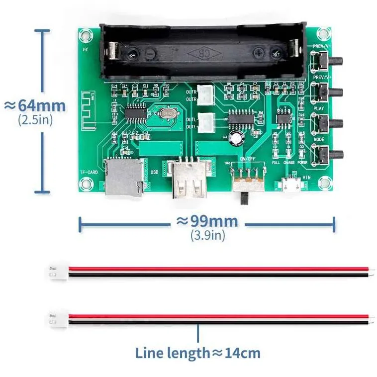 ماژول یکپارچه پخش MP3 و بلوتوث شارژی به همراه آمپلی فایر 5+5 وات مدل XH-A150 - Image 2