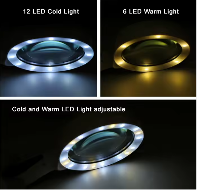 ذره بین 4x قطر 10 سانت مدل 95100B با 18 عدد LED - Image 3